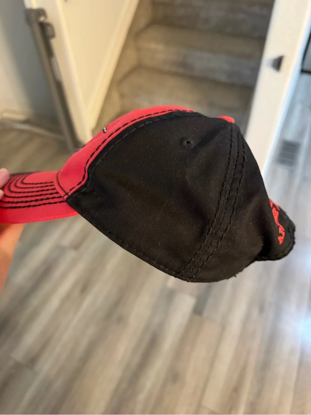 Harley-Davidson Red and Black Studded Script Cap